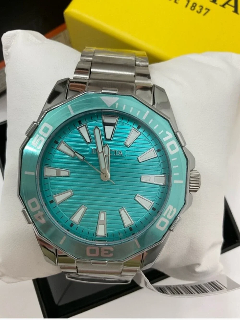 Invicta Men’s Turquoise Dial Stainless Steel Watch NIB